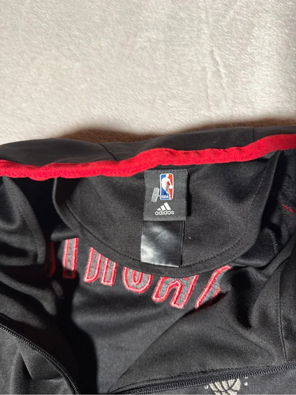 adidas Black and Red NBA Zip Hoodie